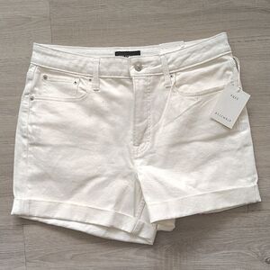 White Jean Shorts Mid-Rise Tailored Fit